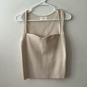DISSH Cream Knit Sweetheart Neck line Tank Top